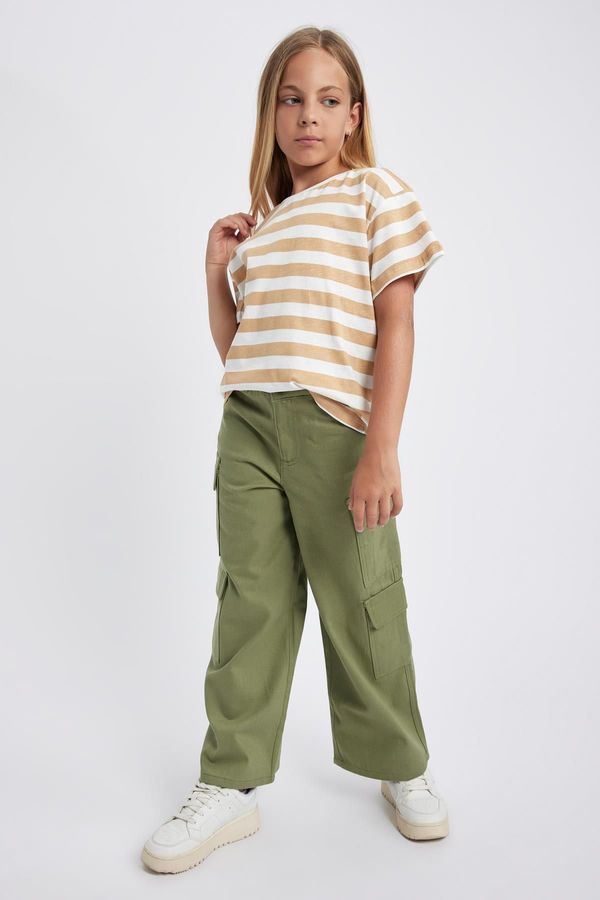 DEFACTO DEFACTO Girls Cargo Fit Wide Leg Cotton Trousers