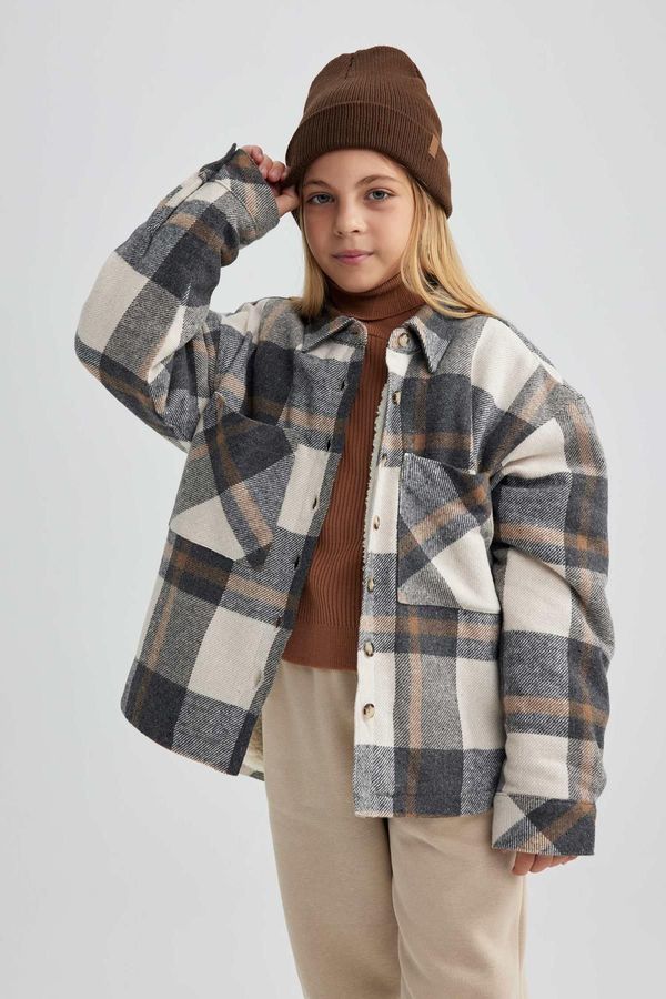 DEFACTO DEFACTO Girl's Checked Flannel Long Sleeve Shirt