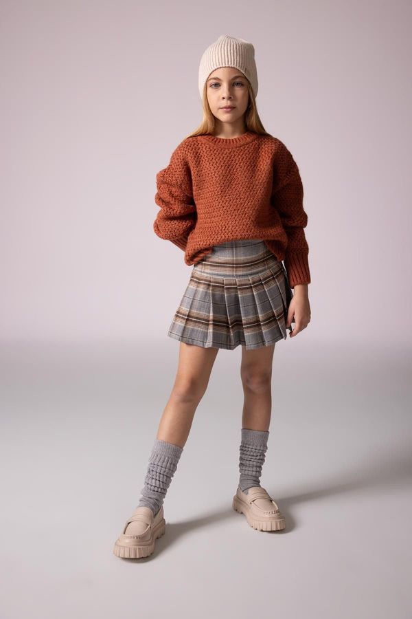 DEFACTO DEFACTO Girl's Checkered Pleated Skirt