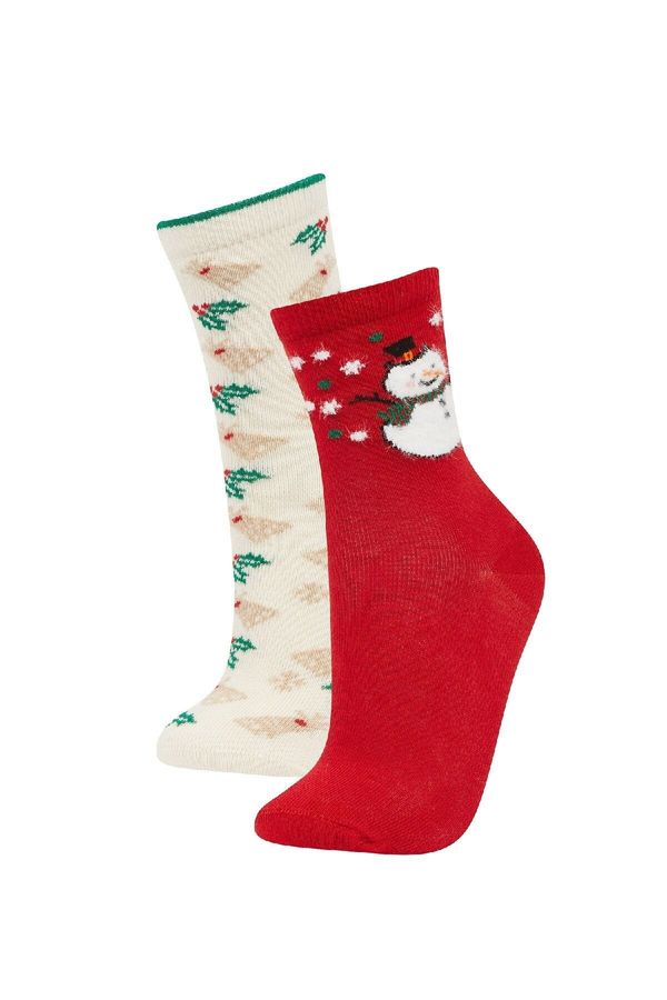 DEFACTO DEFACTO Girls Christmas Themed 2-Pack Cotton Long Socks