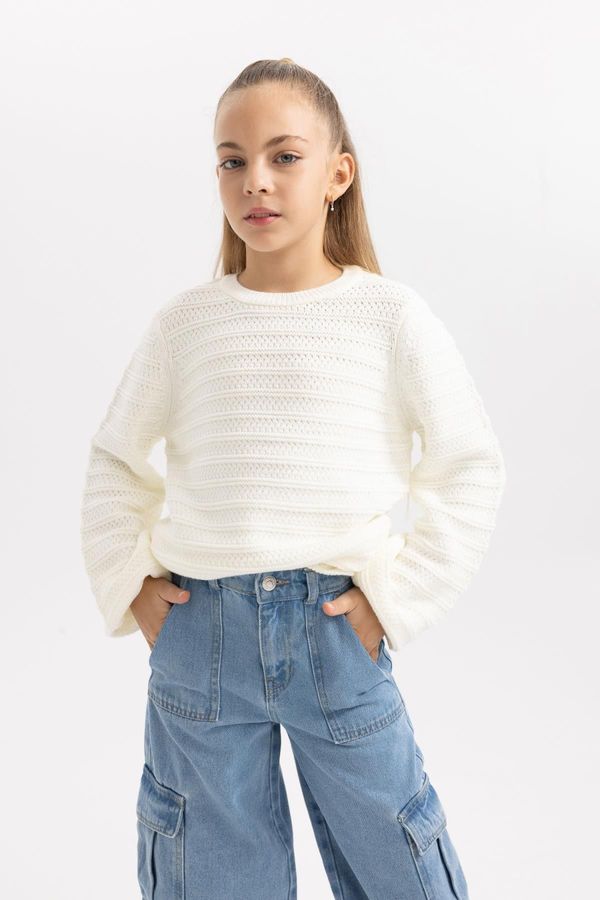 DEFACTO DEFACTO Girl's Crew Neck Knitted Sweater