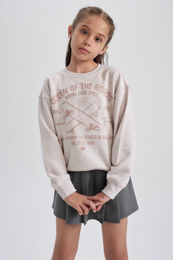 DEFACTO DEFACTO Girls' Crew Neck Printed Sweatshirt