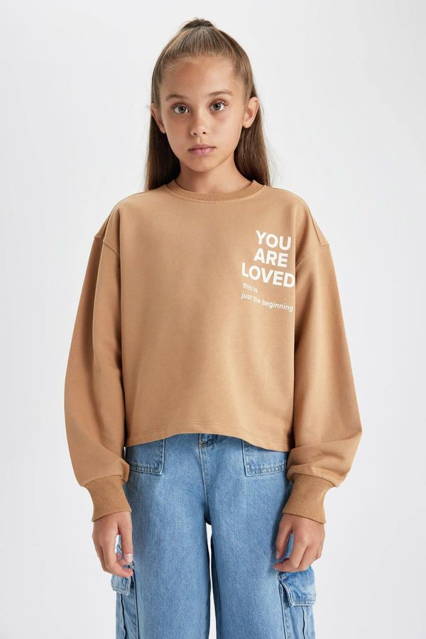 DEFACTO DEFACTO Girl's Crew Neck Printed Sweatshirt