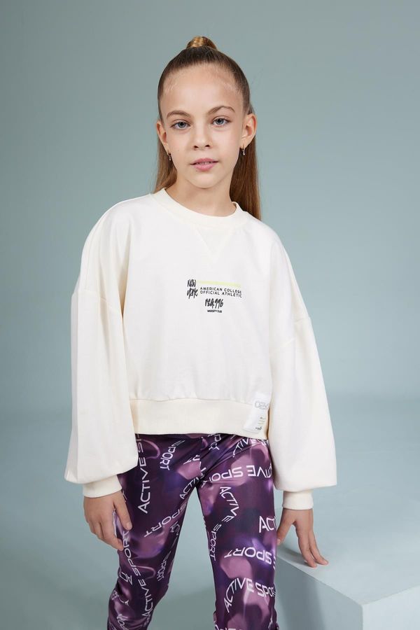 DEFACTO DEFACTO Girl's Crew Neck Printed Sweatshirt