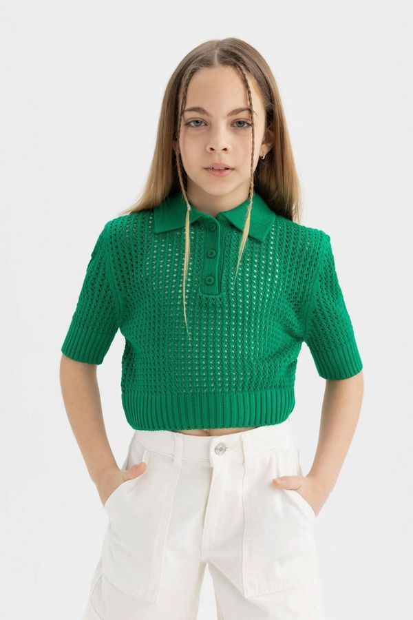 DEFACTO DEFACTO Girl's Crop Polo Neck Sweater