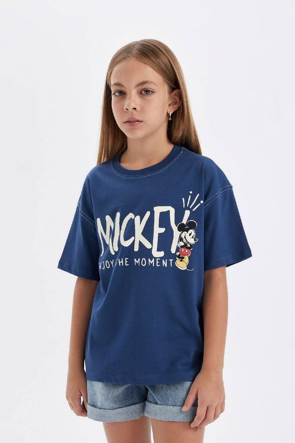 DEFACTO DEFACTO Girls Disney Mickey & Minnie Oversize Fit Crew Neck Short Sleeve T-Shirt