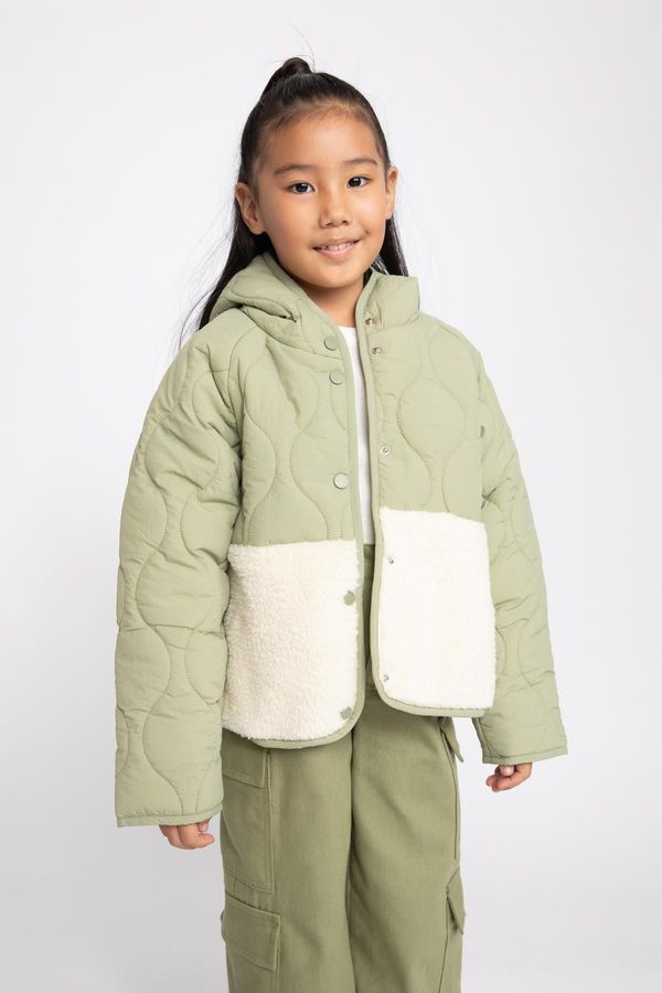 DEFACTO DEFACTO Girls Hooded Fleece Lined Quilted Coat