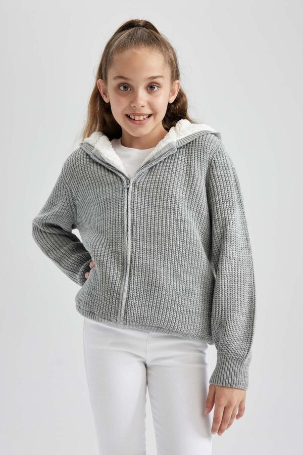 DEFACTO DEFACTO Girls Hooded Knitwear Cardigan