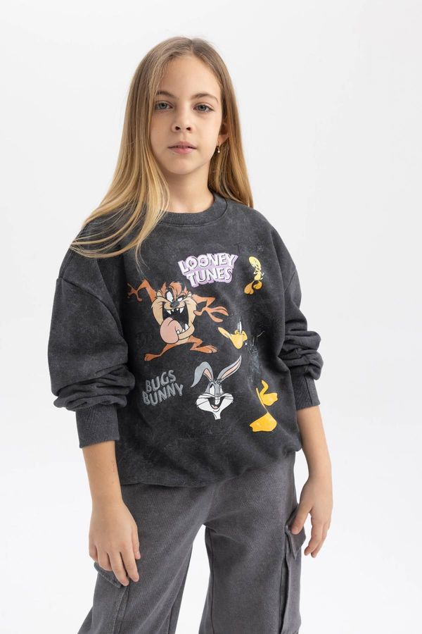 DEFACTO DEFACTO Girl's Looney Tunes Oversize Fit Crew Neck Sweatshirt