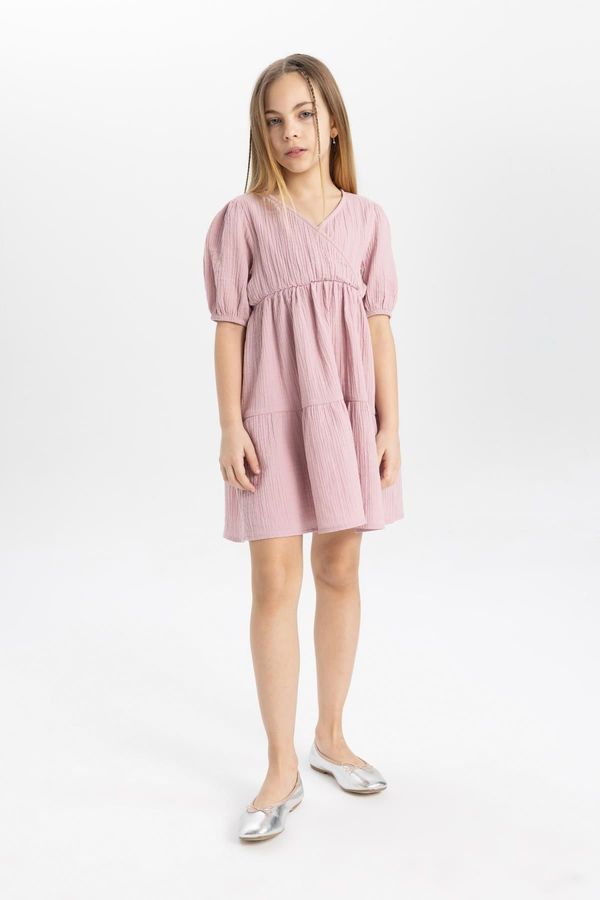 DEFACTO DEFACTO Girls' Muslin Short Sleeve Dress