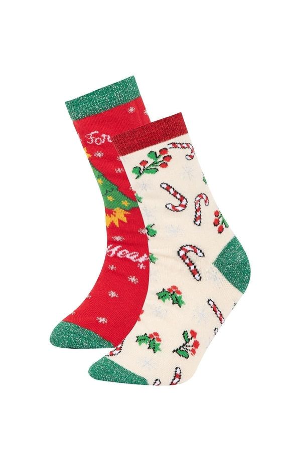 DEFACTO DEFACTO Girl's New Year's Themed 2-Piece Cotton Long Socks