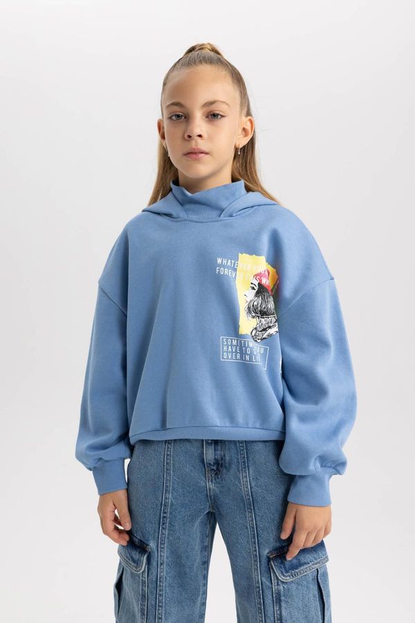 DEFACTO DEFACTO Girl's Oversize Fit Printed Sweatshirt