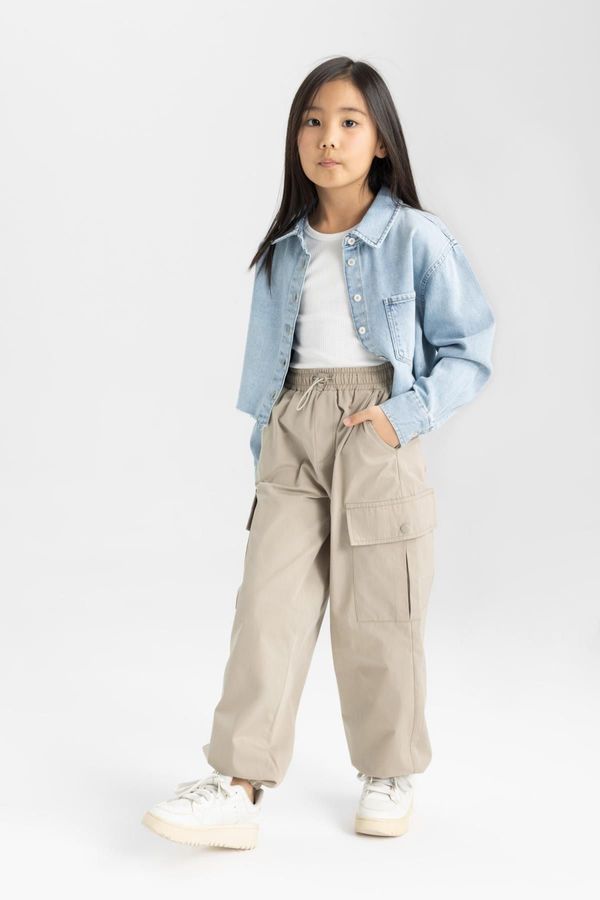 DEFACTO DEFACTO Girls' Parachute Cargo Long Leg Cotton Trousers