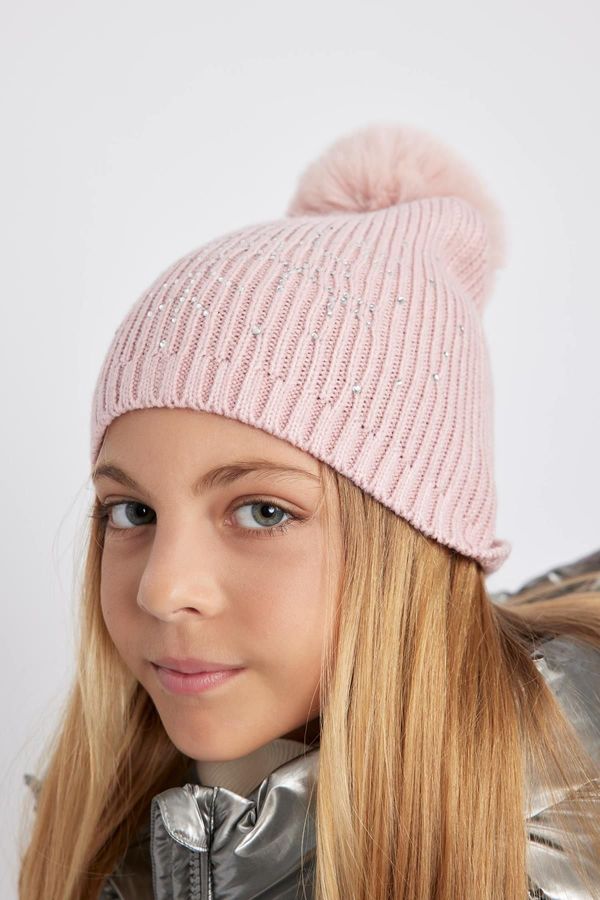 DEFACTO DEFACTO Girl's Pompom Knitted Beret