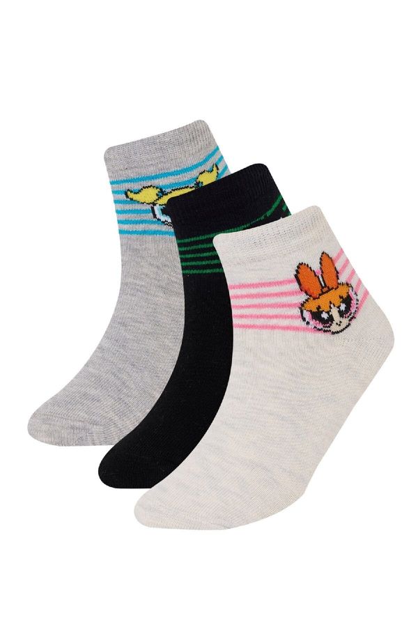 DEFACTO DEFACTO Girls Powerpuff Girls 3-Pack Cotton Ankle Socks