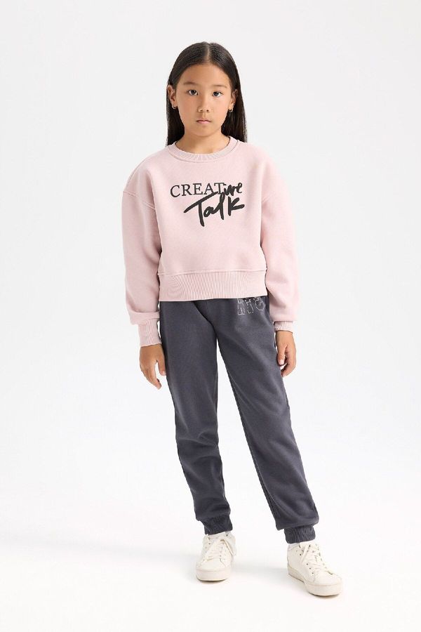 DEFACTO DEFACTO Girls Printed Jogger Sweatpants with Elastic Waistband and Legs