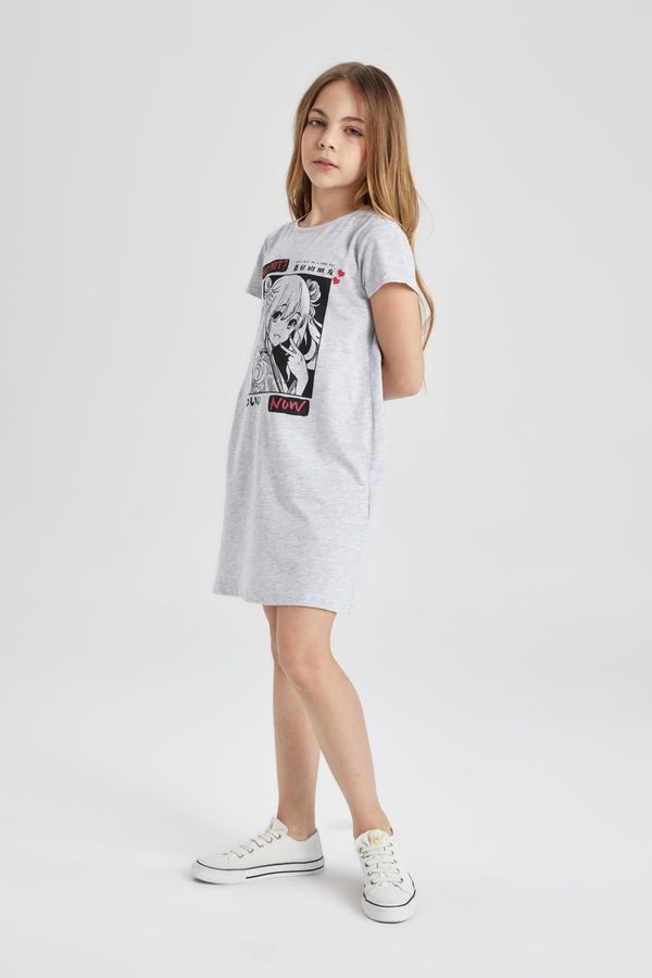 DEFACTO DEFACTO Girl's Printed Short Sleeve Dress