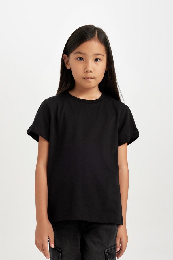 DEFACTO DEFACTO Girls Regular Fit Crew Neck Short Sleeve T-Shirt