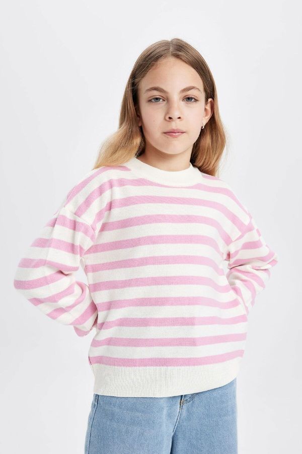 DEFACTO DEFACTO Girl's Standard Fit Crew Neck Sweater