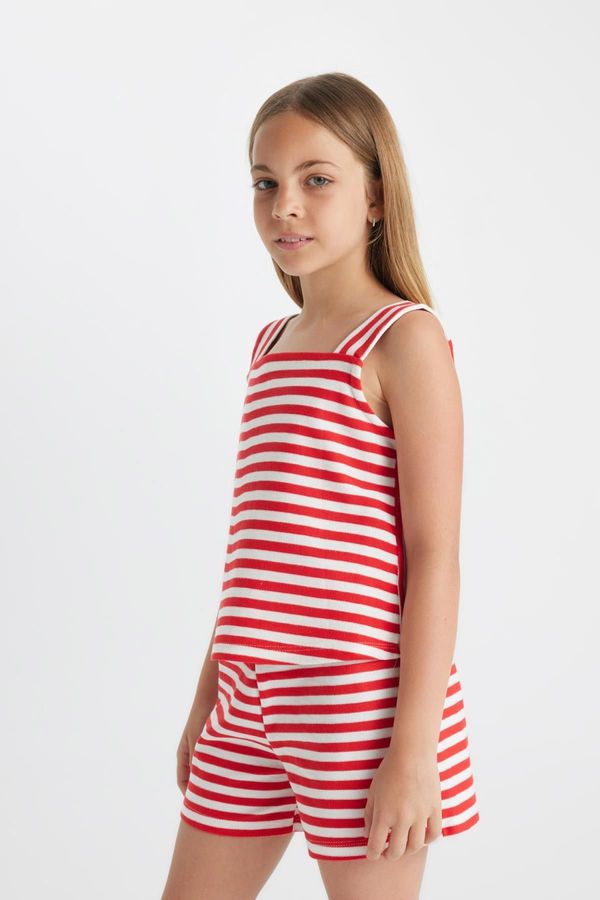 DEFACTO DEFACTO Girl's Striped Undershirt with Bow on the Back