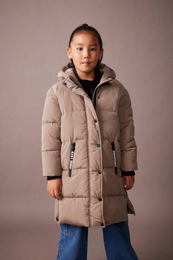 DEFACTO DEFACTO Girl's Water Repellent Plush Lining Long Coat