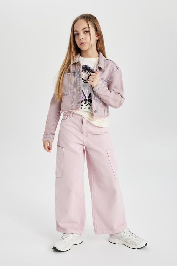 DEFACTO DEFACTO Girl's Wide Leg Cargo Wide Leg Jean Trousers