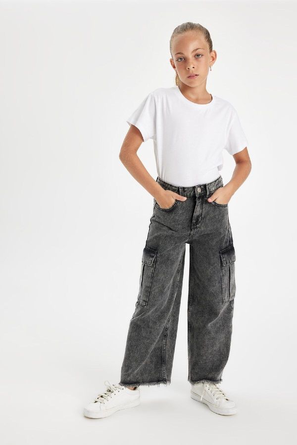 DEFACTO DEFACTO Girls Wide Leg Cargo Wide Leg Jeans