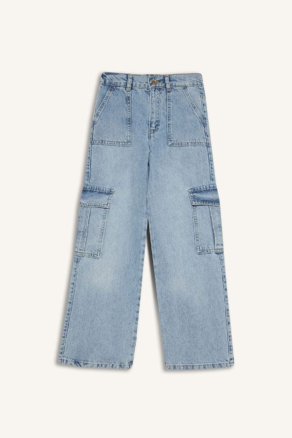 DEFACTO DEFACTO Girls Wide Leg Cargo Wide Leg Jeans