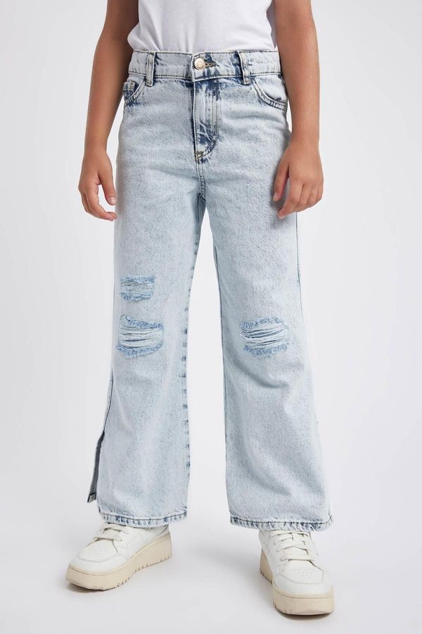 DEFACTO DEFACTO Girl's Wide Leg Ripped Detailed Wide Leg Jeans