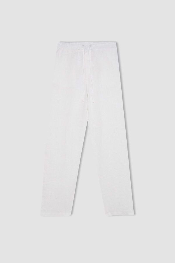 DEFACTO DEFACTO High Waist Short Leg Linen Trousers with Jogger Pockets