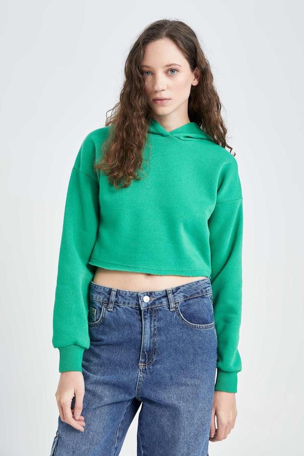 DEFACTO DEFACTO Hooded Basic Crop Sweatshirt