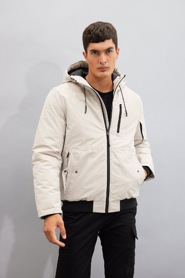 DEFACTO DEFACTO Hooded Jacket Zippered Pocket Sleeve End Ribbed Both