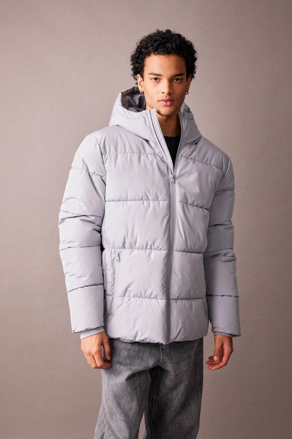 DEFACTO DEFACTO Hooded Puffer Jacket Zippered Double Pocket