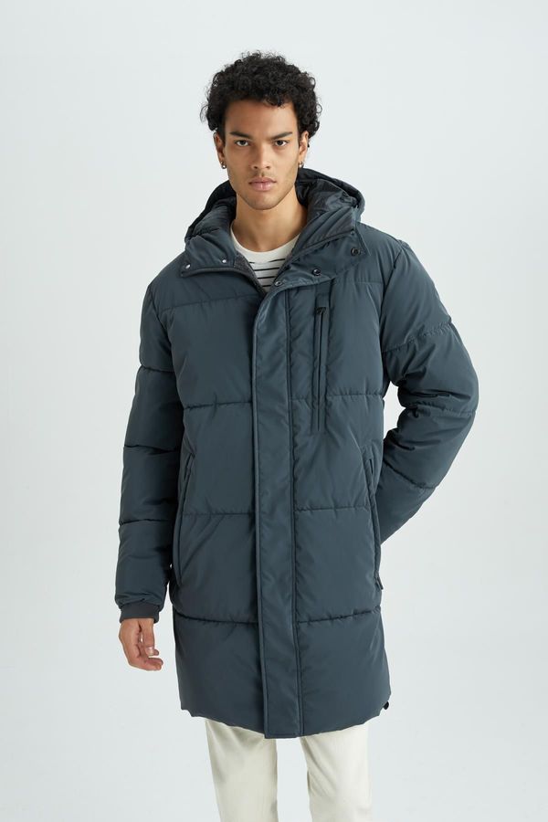 DEFACTO DEFACTO Hooded Puffer Parka Faux Für Lined Zippered Pocket