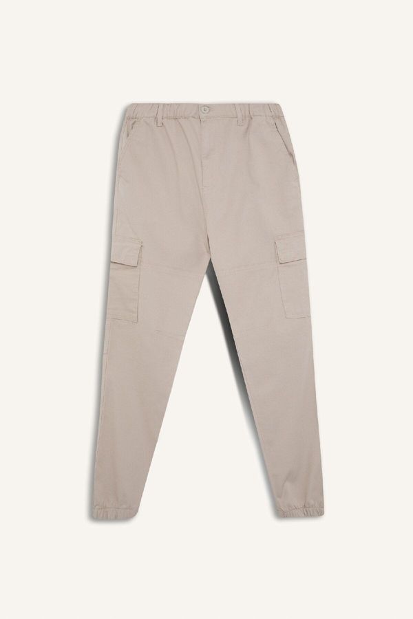 DEFACTO DEFACTO Jogger Gabardine Trousers Elastic Waist Cargo Pocket Elastic Leg