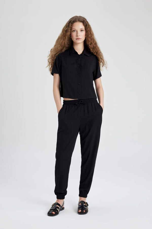 DEFACTO DEFACTO Jogger Normal Waist Ankle Length Pocket Basic Viscose Trousers