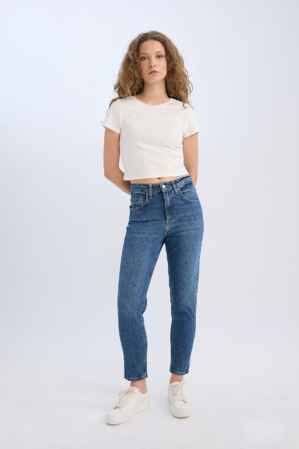 DEFACTO DEFACTO Lina Comfort Mom Fit Comfortable Fit High Waist Ankle Length Jeans Washable Pants