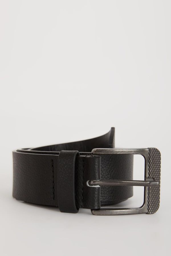 DEFACTO DEFACTO Men&#39;s Rectangular Buckle Faux Leather Jean Belt