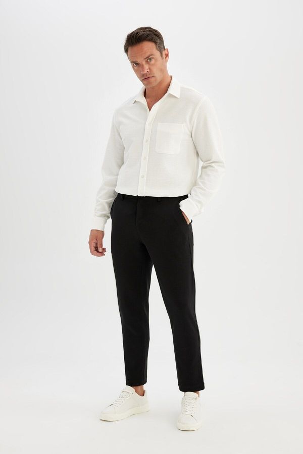 DEFACTO DEFACTO Men's Black Tailored Fit Basic Straight Leg All-Way Stretch Pocket Trousers