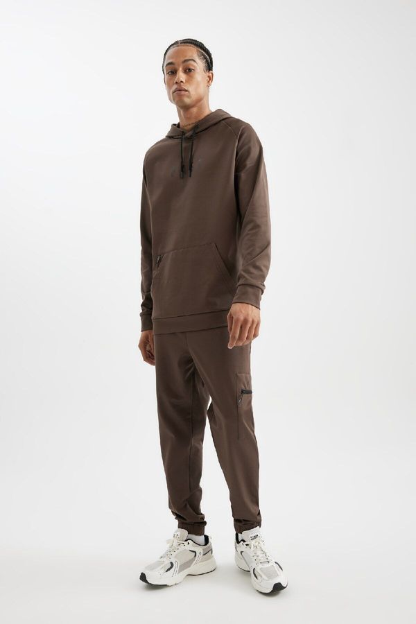 DEFACTO DEFACTO Men's Brown Regular Cut Zipper Pocket Skuba Diving Fabric Jogger Sweatpants