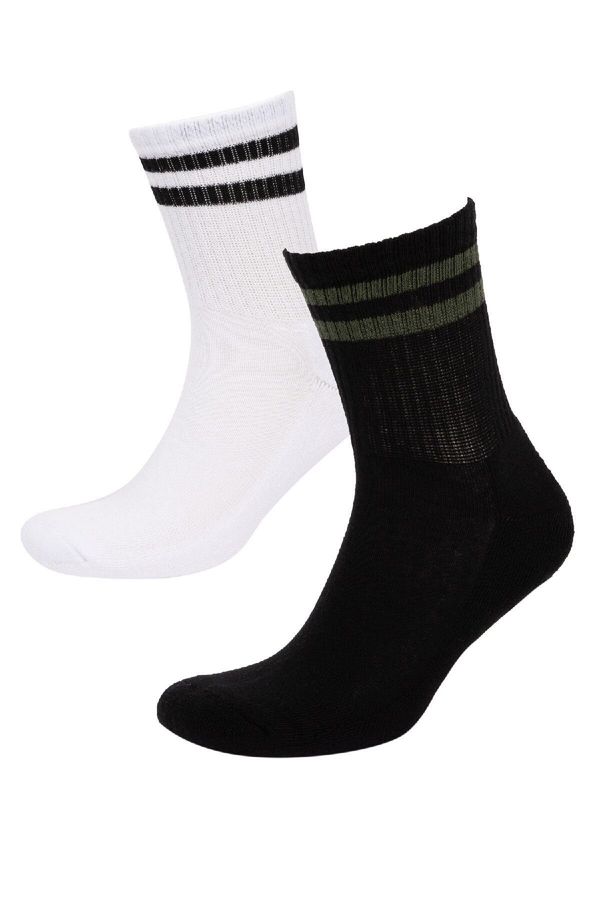 DEFACTO DEFACTO Men's Comfortable Elastic 2-Pack Cotton Terry Sports Socks