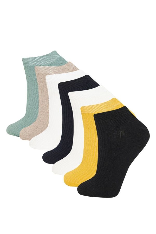 DEFACTO DEFACTO Men's Comfortable Elastic 7-Pack Cotton Ankle Socks