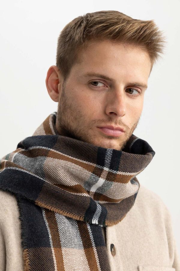 DEFACTO DEFACTO Men's Plaid Patterned Woven Scarf