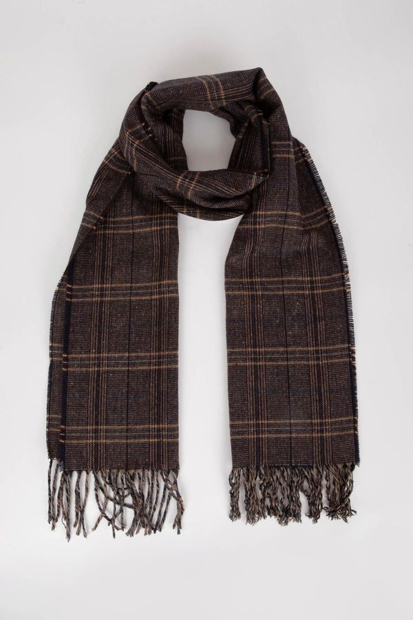 DEFACTO DEFACTO Men's Plaid Patterned Woven Scarf