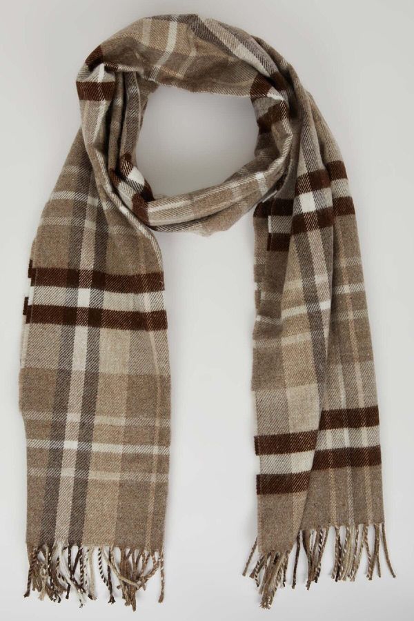 DEFACTO DEFACTO Men's Plaid Woven Scarf