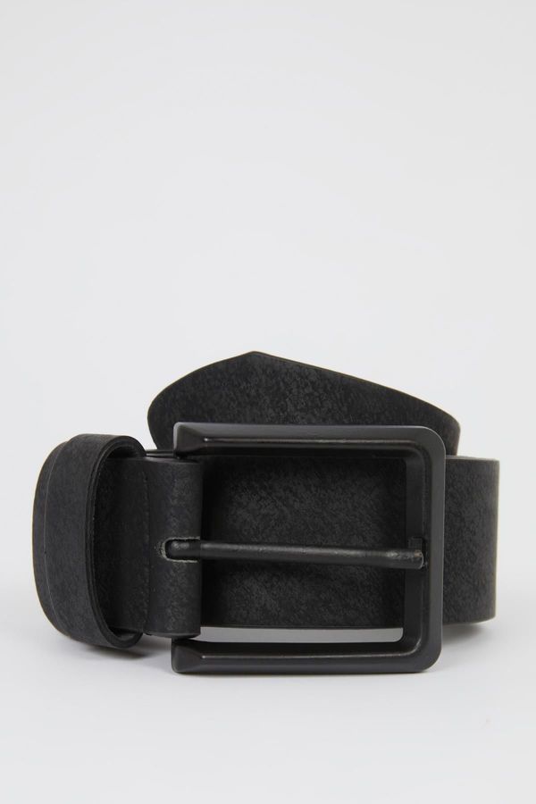 DEFACTO DEFACTO Men's Rectangle Buckle Faux Leather Belt