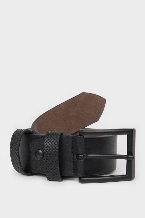 DEFACTO DEFACTO Men's Rectangular Buckle Faux Leather Casual Belt