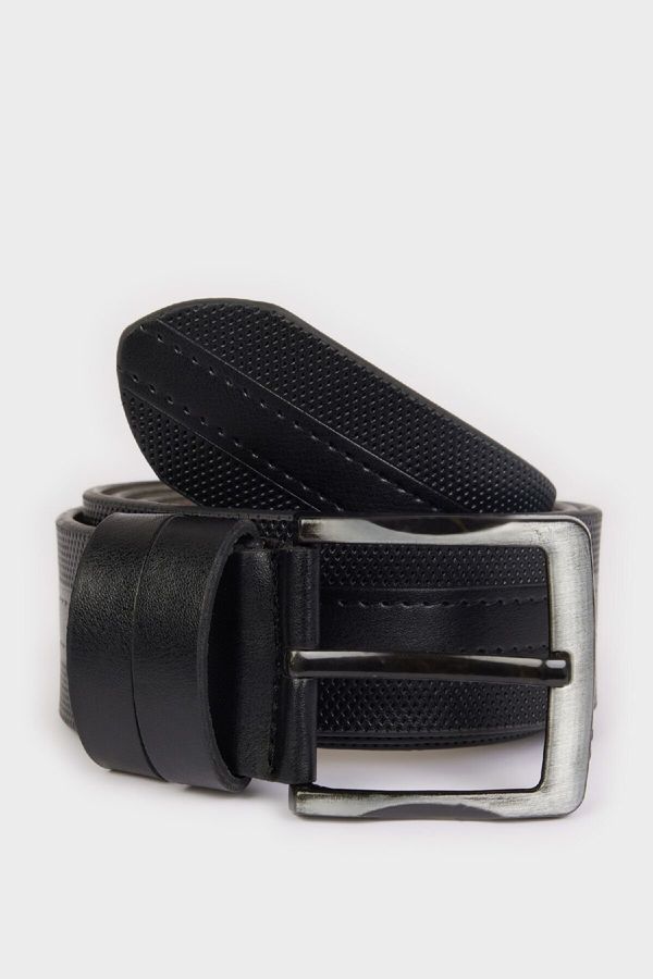 DEFACTO DEFACTO Men's Rectangular Buckle Faux Leather Classic Belt