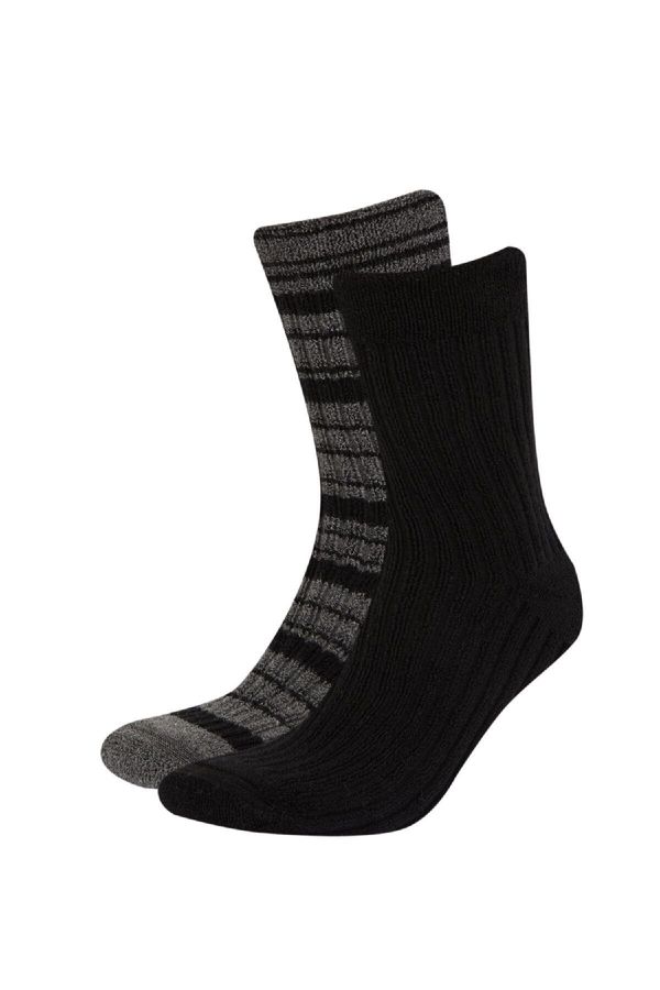 DEFACTO DEFACTO Men's Seamless 2-Pack Cotton Winter Socks