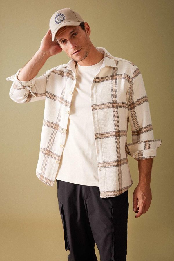 DEFACTO DEFACTO Modern Fit Polo Collar Plaid Lumberjack Long Sleeve Shirt